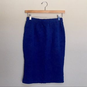New Royal Blue Brocade Pencil Skirt